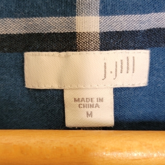J. Jill | Blue Plaid Tunic Button Down Shirt - Picture 2 of 4